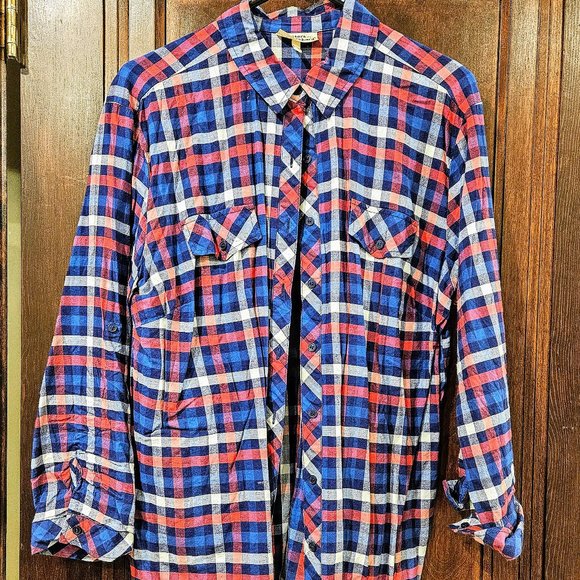 Hester&Orchard Tops - 12. Hester & Orchard Plaid Check Button Up Shirt Relaxed Fit Blue,Pink,White XL